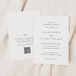 Simple Black and White QR Code Clean Wedding 招待状