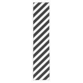 Simple Black and White Stripes at Angle Pattern ショートテーブルランナー (正面)