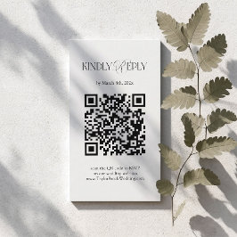 Simple Black and White Wedding RSVP Qr Code  エンクロージャーカード