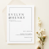 Simple Black Border Modern Typography Wedding 招待状