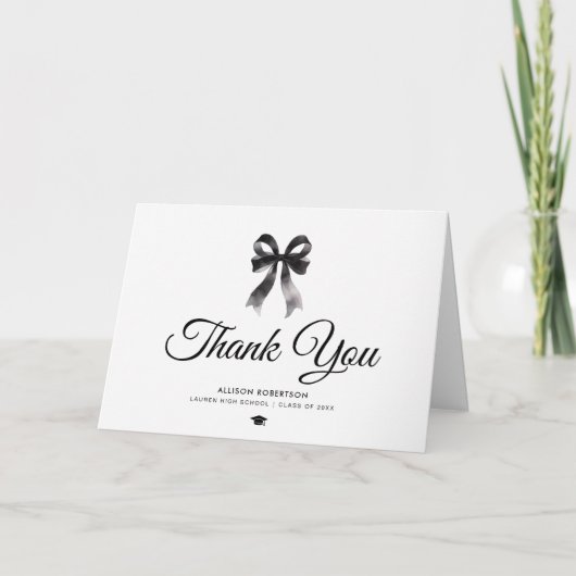 Simple black bow Folded Greeting Card カード (正面)