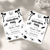 Simple Black Bow graduation party invitation 招待状