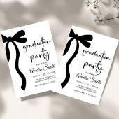 Simple  Black Bow graduation party invitation 招待状