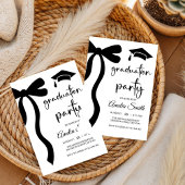 Simple Black Bow graduation party invitation 招待状