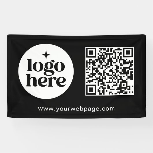 Simple Black Business Logo QR Code  横断幕 (横)
