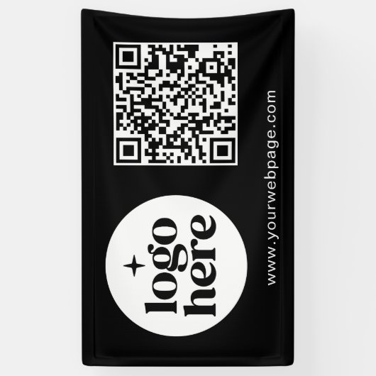 Simple Black Business Logo QR Code  横断幕 (縦)