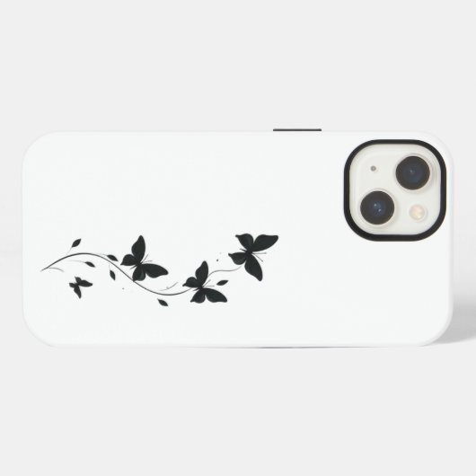 Simple black butterflies iPhoneケース (裏面横)