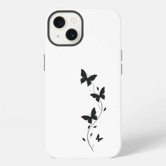 Simple black butterflies iPhoneケース (裏面)