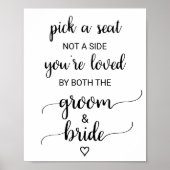 Simple Black Calligraphy Pick A Seat Sign ポスター (正面)