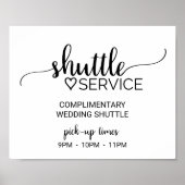 Simple Black Calligraphy Shuttle Service Sign ポスター (正面)