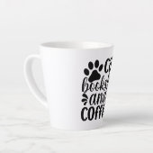 Simple Black "Cat Books and Coffee" Lover Gift カフェラテマグ (左アングル)