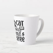 Simple Black "Cat Books and Coffee" Lover Gift カフェラテマグ (右アングル)