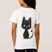 Simple Black Cat Illustration Cute Kawaii Cat Tシャツ (裏面)