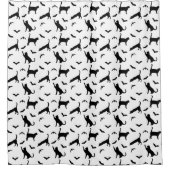 Simple Black Cats And Bats Pattern Cute Halloween シャワーカーテン (正面)