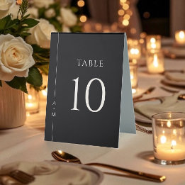 Simple Black Classic Elegant Table Number テーブルテントサイン