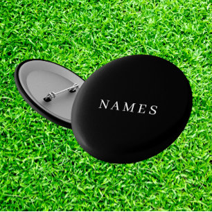 Simple Black Custom Add Your Name Elegant 缶バッジ