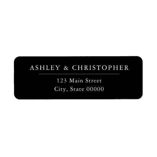 Simple Black Elegant Wedding Return Address ラベル (正面)