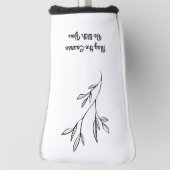 Simple Black Floral Elegant Golf Club Head Cover ゴルフヘッドカバー (回転90)