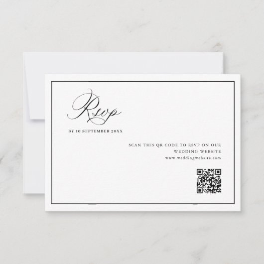 simple black frame wedding QR code RSVP card サンキューカード (正面)