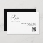 simple black frame wedding QR code RSVP card サンキューカード (正面/裏面)