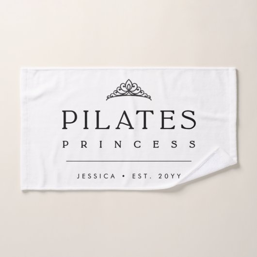 Simple Black Girly Personalized Pilates Princess ハンドタオル (ハンドタオル)