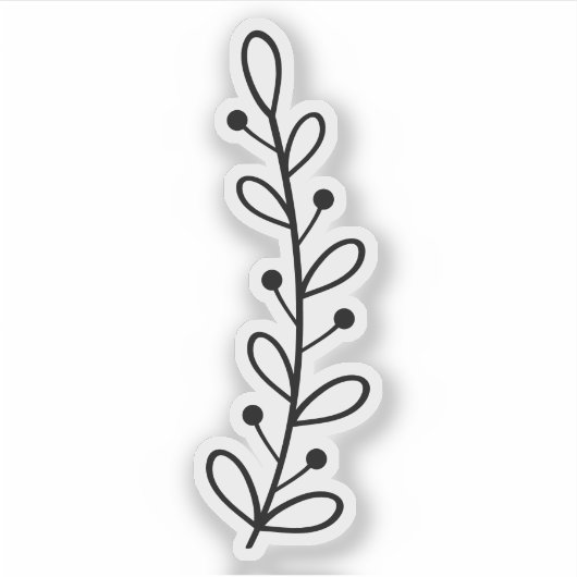 Simple Black Leaf Illustration Design シール (正面)