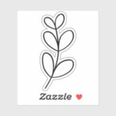 Simple Black Leaf Line Art シール (シート)