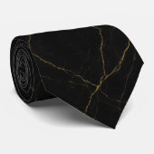 Simple Black Marble Texture with Subtle Gold Veins ネクタイ (ロール)