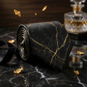 Simple Black Marble Texture with Subtle Gold Veins ネクタイ