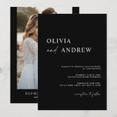 Simple Black Minimalist Wedding Invitation 招待状 (正面/裏面)