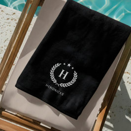 Simple Black | Monogram Stylish Modern Minimalist ビーチタオル