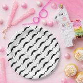 Simple Black mustache pattern on white moustache ペーパープレート (パーティー)