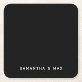 Simple Black Personalized Modern Wedding スクエアペーパーコースター (正面)