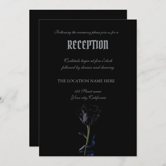 Simple Black Roses Gothic  招待状 (正面/裏面)