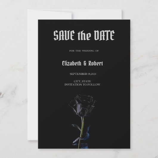 Simple Black Roses Gothic Save The Date セーブザデート (正面)