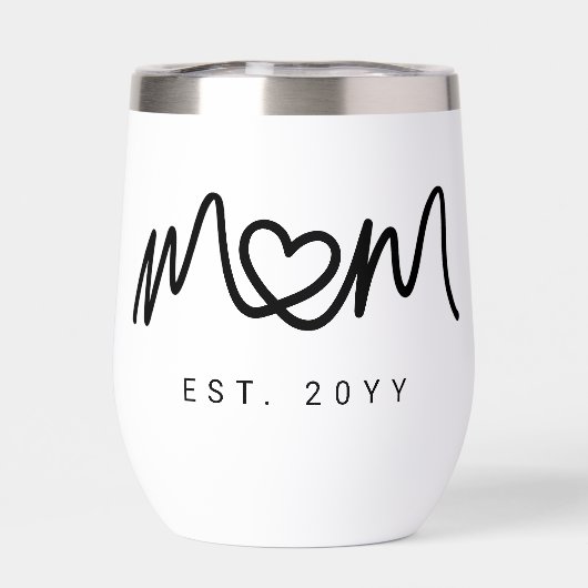 Simple Black Script Heart Mother Mom Established (背面)