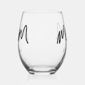 Simple Black Script Heart Mother Mom Established ステムなしワイングラス (左)