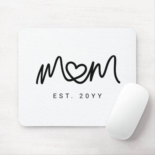 Simple Black Script Heart Mother Mom Established マウスパッド (マウス)