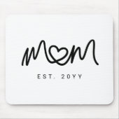 Simple Black Script Heart Mother Mom Established マウスパッド (正面)