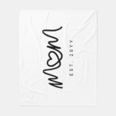 Simple Black Script Heart New Mom Established フリースブランケット (正面)