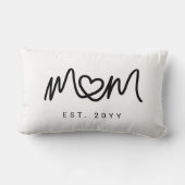 Simple Black Script Heart Unique Mom Established ランバークッション (裏面)