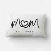 Simple Black Script Heart Unique Mom Established ランバークッション (正面)