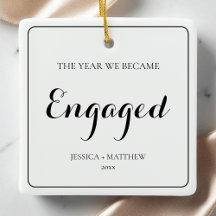 Simple Black Script Our First Christmas Engaged