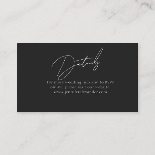 Simple Black Small Wedding Details Enclosure Card 名刺 (正面)