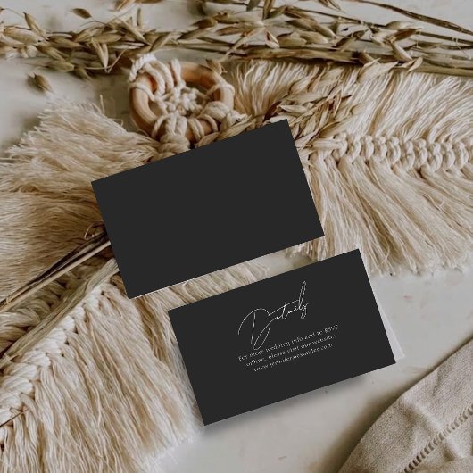 Simple Black Small Wedding Details Enclosure Card 名刺
