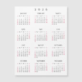 Simple Black White 2026 New Year Magnetic Calendar (正面)