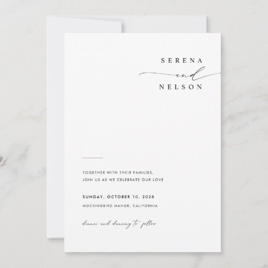 Simple Black & White Boho Photo Wedding 招待状 (裏面)