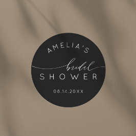 Simple Black & White Bridal Shower ラウンドシール