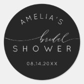 Simple Black & White Bridal Shower ラウンドシール (正面)