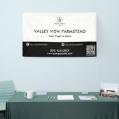 Simple Black White Business Logo QR Code Business 横断幕 (トレードショー)